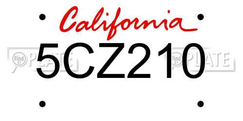 5CZ210 California License Plate