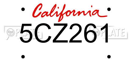 5CZ261 California License Plate
