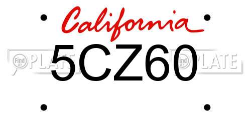 5CZ60 California License Plate