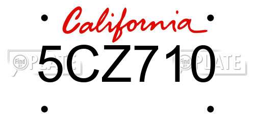 5CZ710 California License Plate