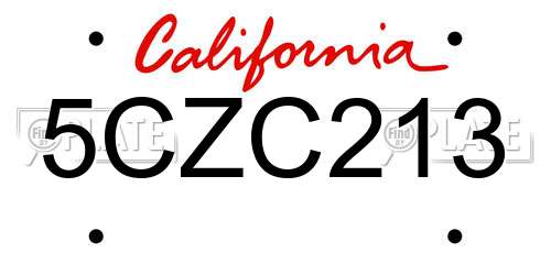 5CZC213 California License Plate
