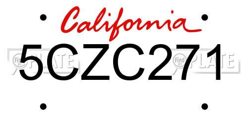 5CZC271 California License Plate