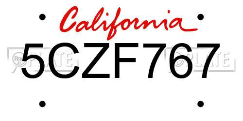 5CZF767 California License Plate