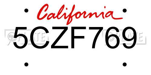 5CZF769 California License Plate