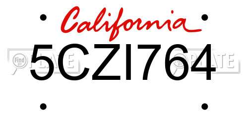 5CZI764 California License Plate