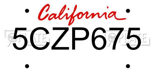 5CZP675 California License Plate