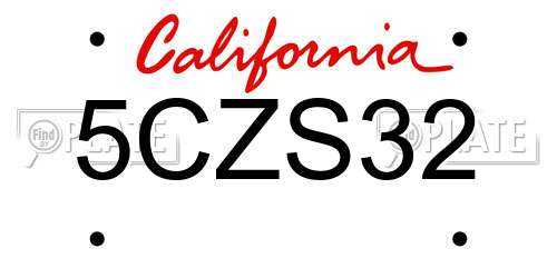 5CZS32 California License Plate