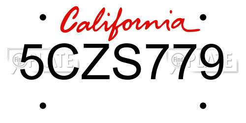 5CZS779 California License Plate