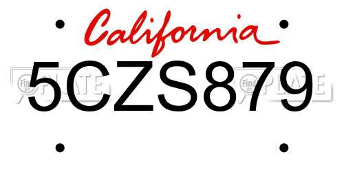 5CZS879 California License Plate