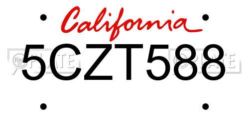 5CZT588 California License Plate