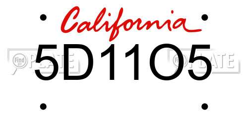 5D11O5 California License Plate