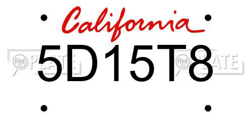 5D15T8 California License Plate