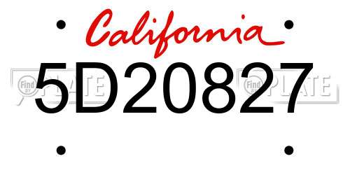 5D20827 California License Plate