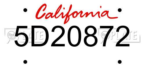 5D20872 California License Plate