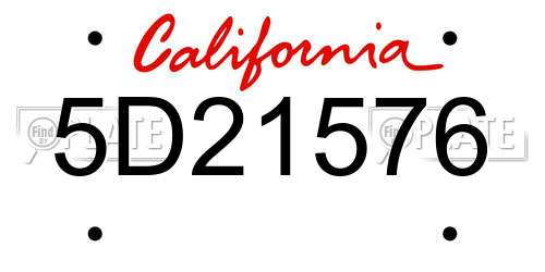 5D21576 California License Plate