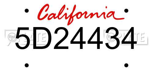 5D24434 California License Plate