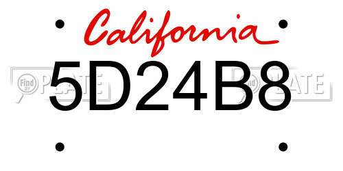 5D24B8 California License Plate