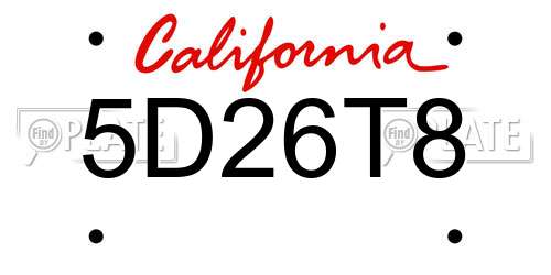 5D26T8 California License Plate
