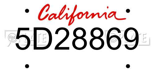5D28869 California License Plate