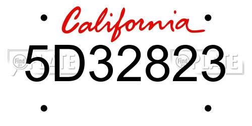 5D32823 California License Plate