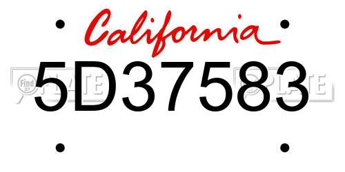 5D37583 California License Plate
