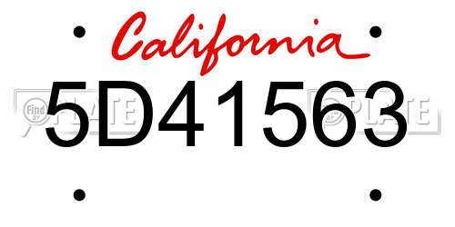 5D41563 California License Plate