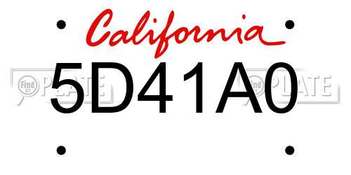 5D41A0 California License Plate