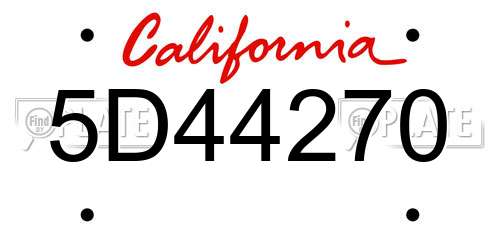 5D44270 California License Plate