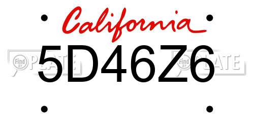 5D46Z6 California License Plate