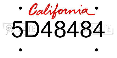 5D48484 California License Plate