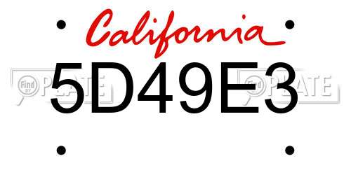 5D49E3 California License Plate