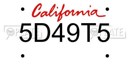 5D49T5 California License Plate