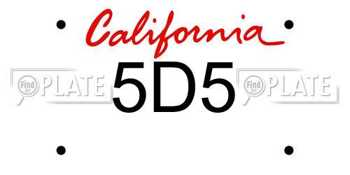 5D5 California License Plate
