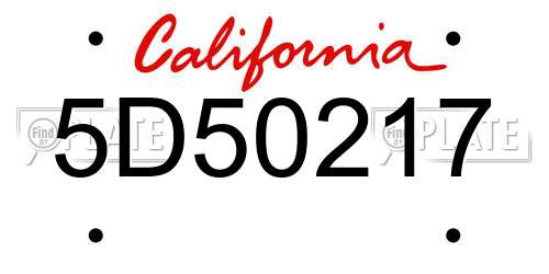 5D50217 California License Plate
