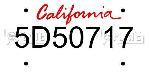 5D50717 California License Plate