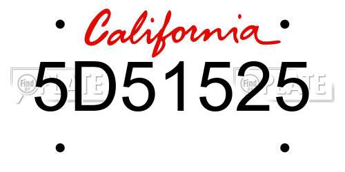 5D51525 California License Plate