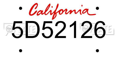 5D52126 California License Plate