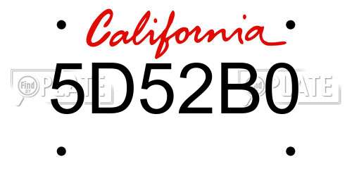 5D52B0 California License Plate