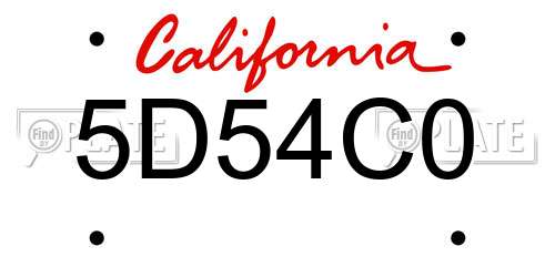 5D54C0 California License Plate
