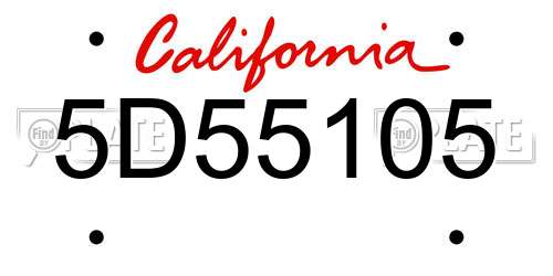 5D55105 California License Plate