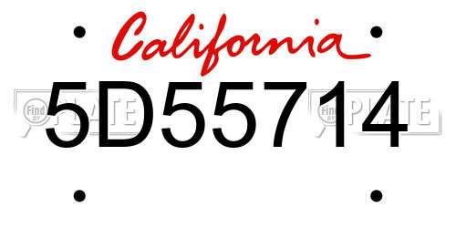 5D55714 California License Plate