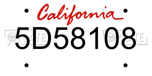 5D58108 California License Plate