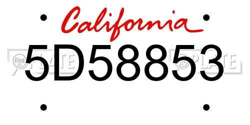 5D58853 California License Plate