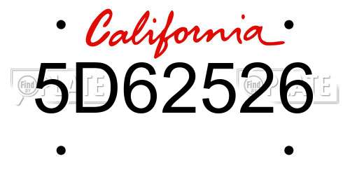 5D62526 California License Plate