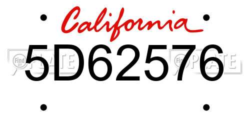 5D62576 California License Plate