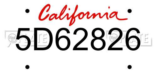 5D62826 California License Plate