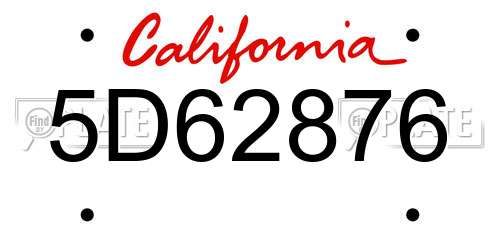 5D62876 California License Plate