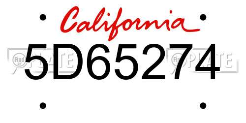 5D65274 California License Plate