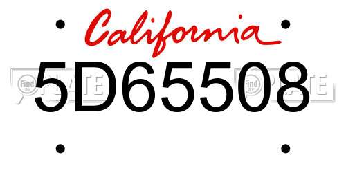 5D65508 California License Plate