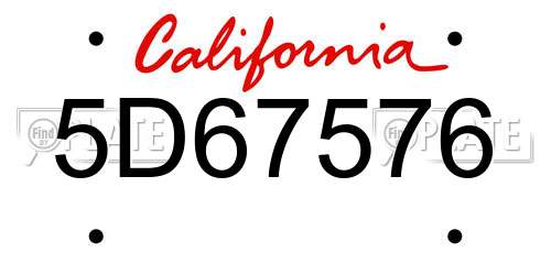 5D67576 California License Plate